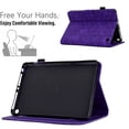 thumbnail image 2 of Embossed Folio Flip Smart Case for Amazon Kindle Fire HD8 / HD8 Plus 2020/2022/2024, Premium PU Leather Kickstand Card Slots Magnetic Auto Sleep / Wake with Pen Slot Case, Purple, 2 of 5