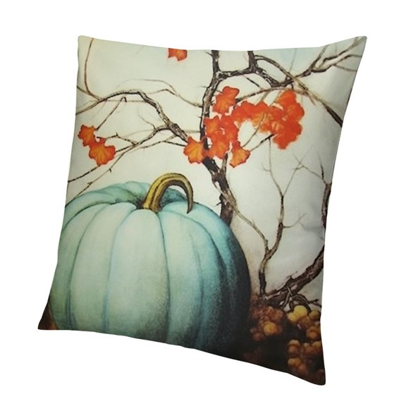 Pillowcases Decorative White Autumn Pumpkins Fall Watercolor Blue Gray Pumpkin Throw Pillow Case Cases Cover Cushion Covers Square Sofa Size Two Side