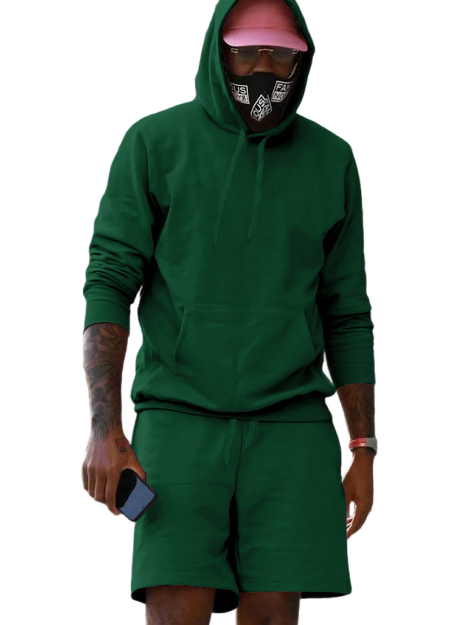 Frontwalk Mens 2 Piece Outfits Long Sleeve Tracksuit Hooded Jogger Sets