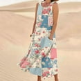 thumbnail image 2 of Giftesty Summer Dresses for Women Sleeveless Cotton and Linen Round Neck Printed Long Dress with Pocket, 2 of 5