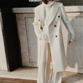 thumbnail image 4 of WCMZJ Women Oversize Double Breasted Pea Coat Casual Long Lapel Work Office Overcoat Trench Coats with Pocket White XXL, 4 of 9