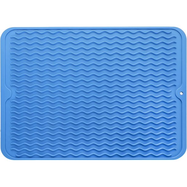 MicoYang Tapete de silicona para secar platos para uso múltiple, fácil de limpiar, ecológico, tapete de silicona resistente al calor para encimera o fregadero de cocina, refrigerador o revestimiento d