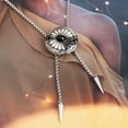 thumbnail image 5 of Round Flower Bolas Tie Western Cowboy Bolo Tie Necktie Metal Pendant Necklace Silver Jewelry Gift for Women Man, 5 of 8