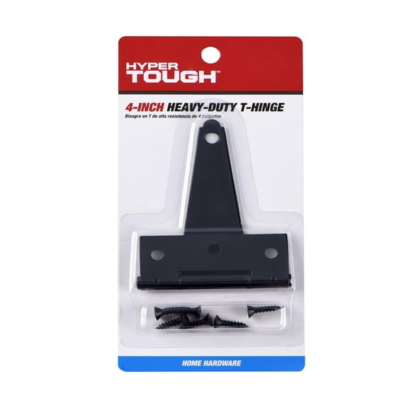 Hyper Tough Heavy Duty 4-Inch Black Steel Tee Hinge with Mounting Screws