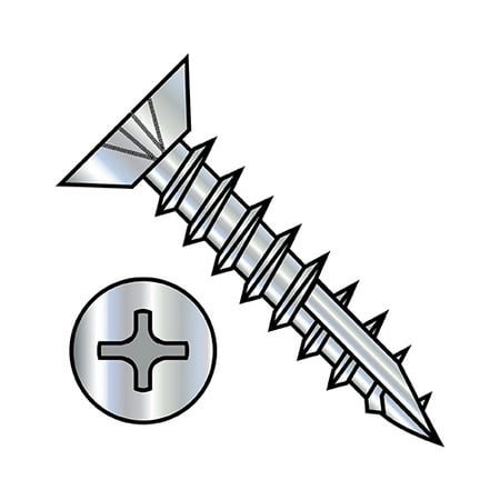 

7-12X5/8 Phillips Flat Undercut Deep Thread Wood Screw Type 17 Full Thread Zinc (Pack Qty 10 000) BC-0710DPU17D