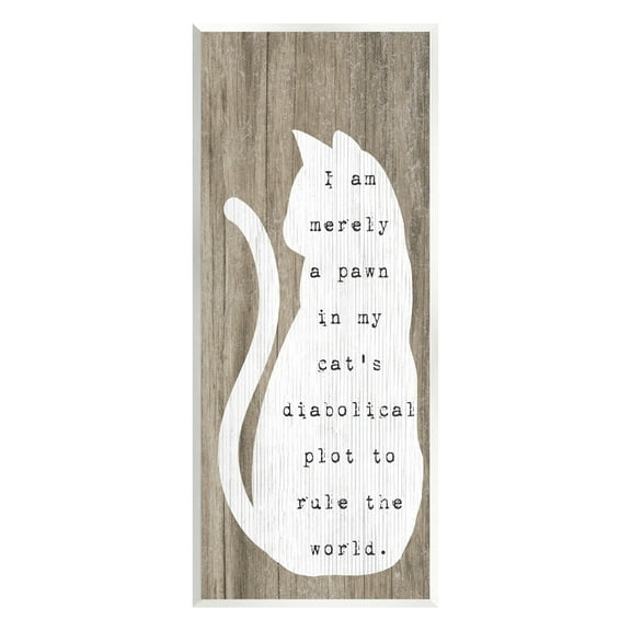 Stupell Industries Humorous Cat Quote Grainy Pattern Sitting Silhouette Graphic Art Unframed Art Print Wall Art, Design by Daphne Polselli