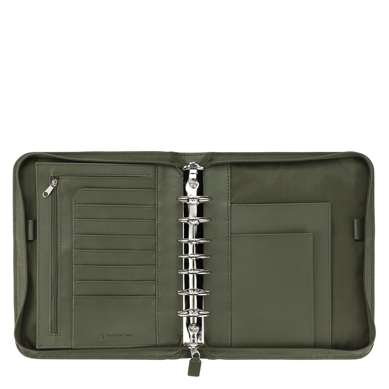 FranklinCovey FC Signature Leather Zipper Binder (Classic Size, Olive)