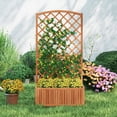 thumbnail image 4 of Costway 1 PCS 63" Wood Planter Container with Diamond Trellis, Planter Box, Slat Base for Plants, 4 of 9