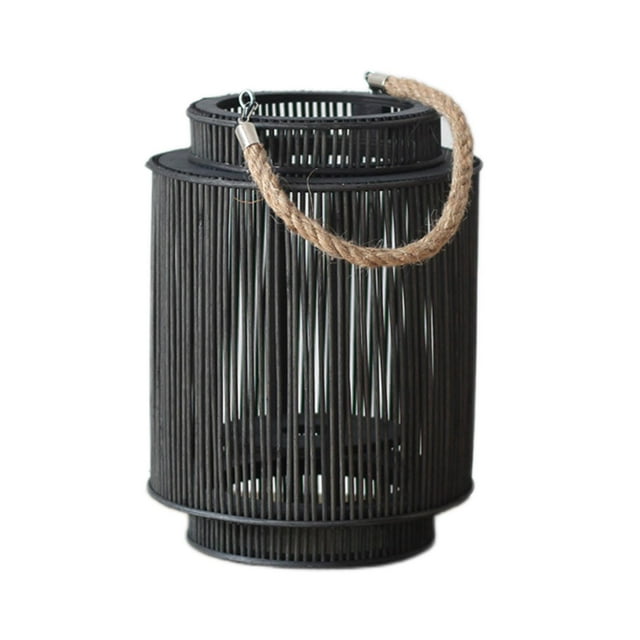 Rustic Natural Rattan Candle Lanterns Pillar Candle Holder Hanging Lantern
