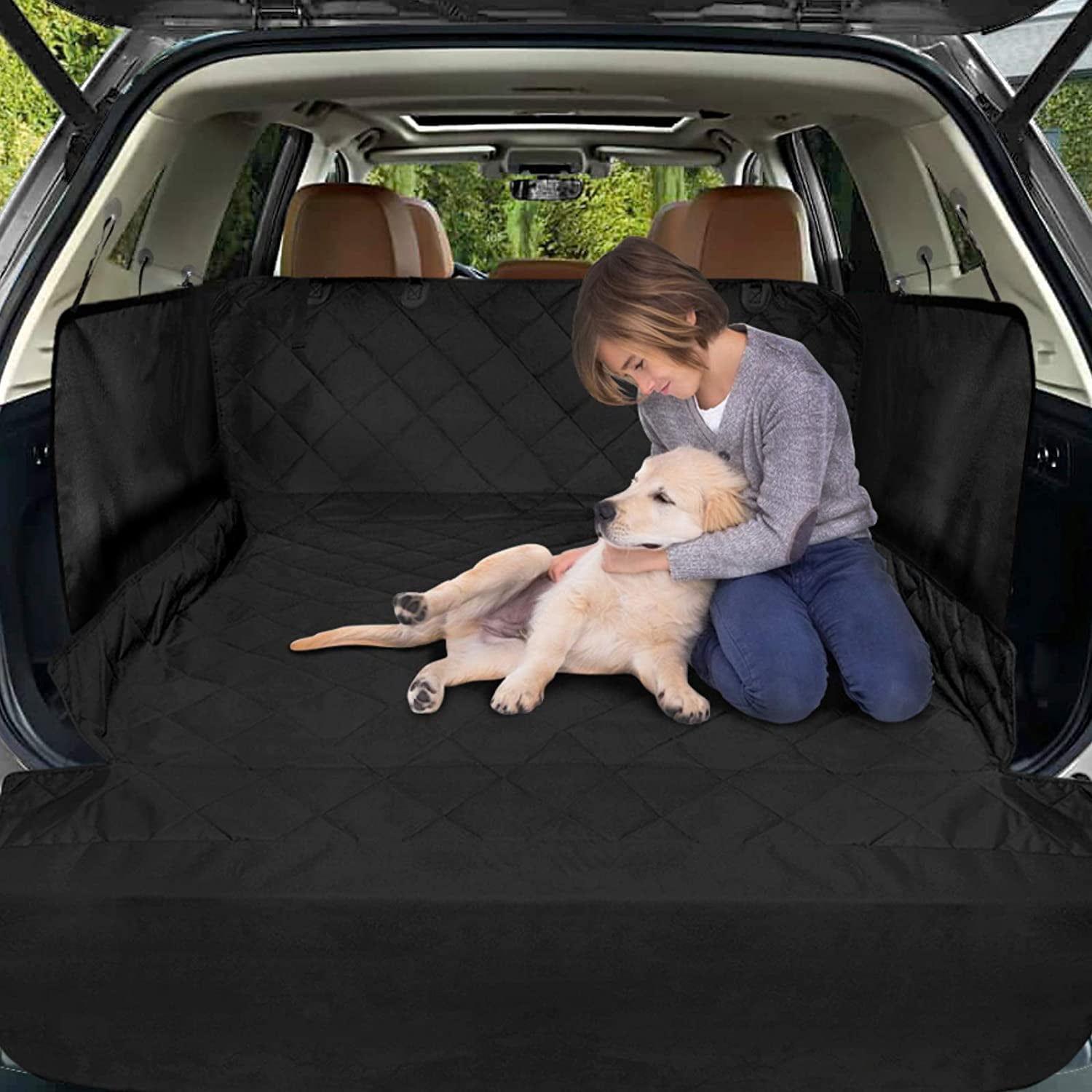 FunniPets Cargo Liner for SUV, Water-Resistant Dog Cargo Cover with Side  Walls Protector and Bumper Flap, Non-Slip Backing, Quilted Pet Seat Cover