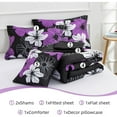 thumbnail image 6 of NTBED Floral Comforter Set King 6 PCS Bed in a Bag Purple Flowers Printed on Black Botanical Bedding Sets Boho, 6 of 9