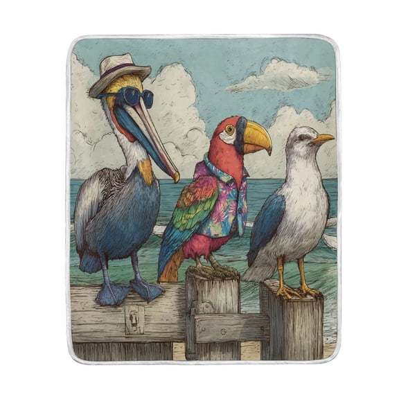 Wobogo Cartoon Pelican Flannel Fleece Bed Blanket as Bedspread Coverlet Sofa blankets (50x60in) Soft Lightweight Warm and Cozy