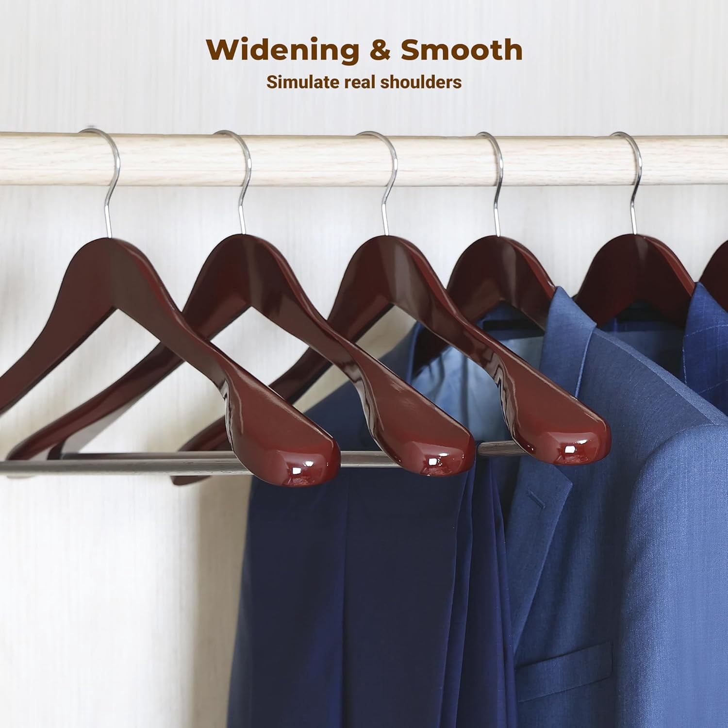 Coat Hanger 8-Pack,  Wood Hangers Trouser Hangers Extra Wide Shoulder Wooden Hangers for Heavy Coat, Sweater, Skirt, Suit, Pants, Retro Finish