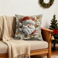 thumbnail image 5 of Christmas Linen Pillow Cover 17.7x17.7, 3D Santa Reindeer Print - Elegant White Red Gold Cushion Cover, High-End Sofa Bedroom Decor, Pairs with Christmas Tree Gold Ornaments, 5 of 6