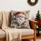 thumbnail image 5 of Funda de cojín navideña de lino | Funda de cojín para sofá de 45 x 45 cm | Estampado 3D de Papá Noel, reno, muñeco de nieve y árbol | Decoración en rojo, blanco y dorado, 5 of 5