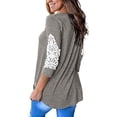 thumbnail image 2 of VALSEEL Womens Lace Three Quarter Sleeve V-Neck T-Shirt Loose Shirts Casual Tee Tops, 2 of 8