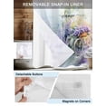 thumbnail image 3 of No Hook Cloth Fabric Shower Curtain with Snap in Liner, Purple Spring Lavender Waterproof Shower Curtains Set with See Through Top Window, Flowers Bicycle Pastoral Farm Bath Curtains Shower 72"x96", 3 of 6