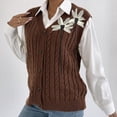 thumbnail image 7 of Chunky Sweater Vest Womens Sleeveless Cable Knit Sweater Pullover Fall Winter Warm Tops Coffee, Free Size, 7 of 7