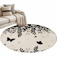 Butterflies 3' Round Rug for Bathroom Accent Bedside Corner, Spring ...