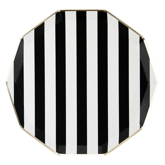 Black Noir Signature Cabana Stripe Plates - 8ct