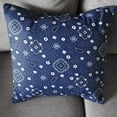 thumbnail image 3 of Cotton Bandanna Print Floral Decorative Throw Pillow/Sham Cushion Cover Navy, 3 of 3