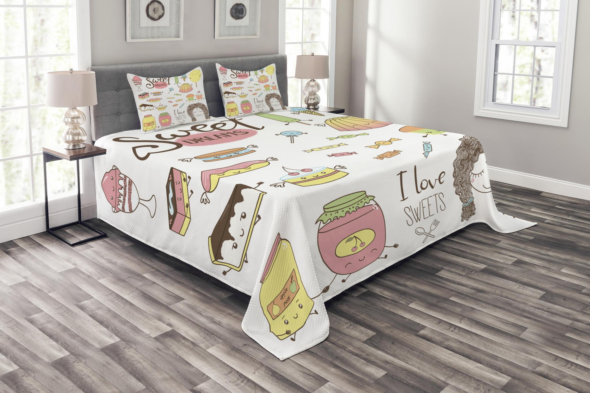 Sweet Dreams Bedspread Set Queen Size, Teen Girl Dreaming About Sweets