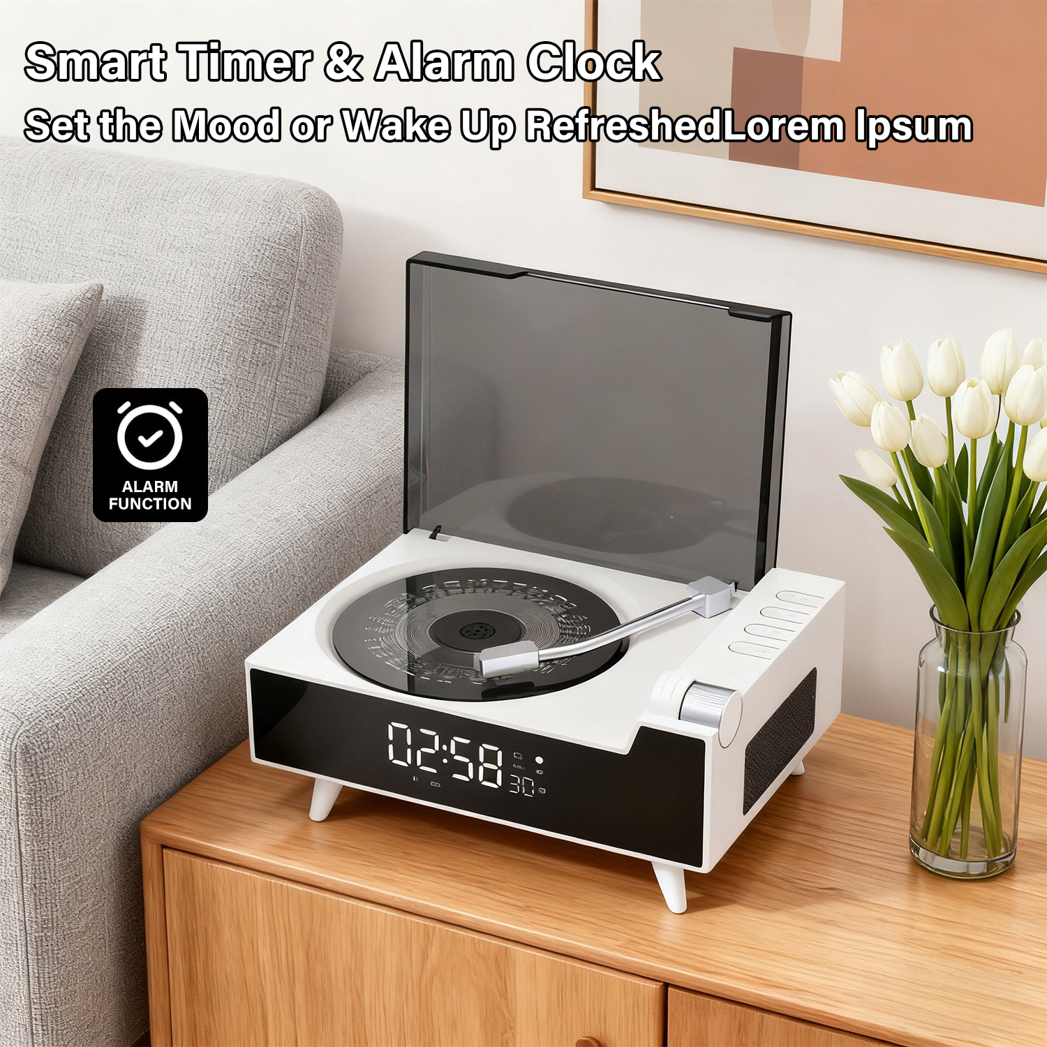 ST-CARE Rechargeable Vintage Portable CD Player with Bluetooth for Home, White