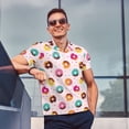 thumbnail image 3 of Kdxio Colorful Donuts Print Men's Short Sleeve Polo Shirt,Midweight Men's Shirt, 3 of 6
