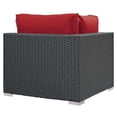 thumbnail image 4 of Modway Sojourn Aluminum Fabric and Rattan Patio Corner Sofa Chair in Canvas/Red, 4 of 4