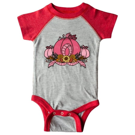 

Inktastic Pink October Pumpkin with Plaid Ribbon and Flowers Gift Baby Boy or Baby Girl Bodysuit