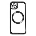 thumbnail image 1 of Funda protectora para teléfono, moderna, galvanizada, con succión magnética, cobertura completa, a prueba de golpes, para iPhone, color negro, para iPhone 13 mini., 1 of 11
