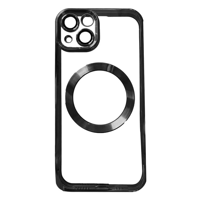 Funda protectora para teléfono, moderna, galvanizada, con succión magnética, cobertura completa, a prueba de golpes, para iPhone, color negro, para iPhone 13 mini.