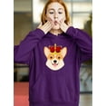 thumbnail image 2 of Royal Corgi Smiling Royal Crown Hoodie Women -Image by Shutterstock, Female XX-Large, 2 of 4