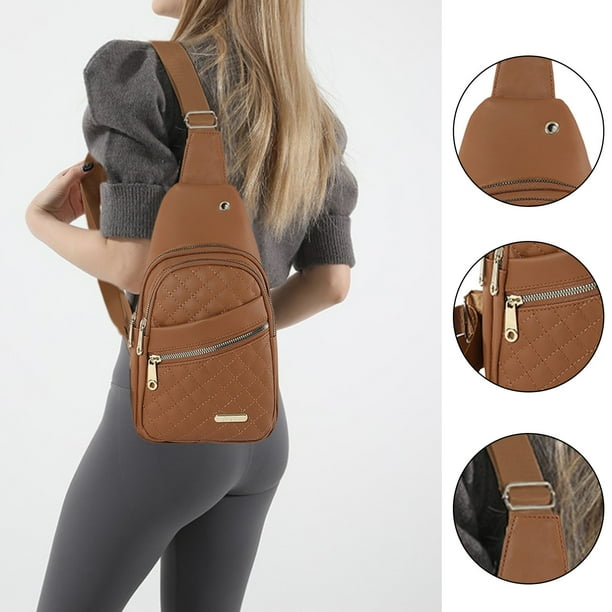 Bolso bandolera para hombre y mujer | Mochila pequeña impermeable para el pecho con orificio para auriculares | Mochila ligera de 30 x 18 x 8 cm | Bolso bandolera para senderismo, camping, viajes al