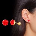 thumbnail image 1 of Boucles d'Oreilles Clous Roses pour Femmes Fleur Acrylique Or Acier Inoxydable Vis Arrière, 1 of 6