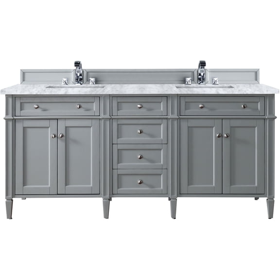 James Martin Vanities 650-V72-UGR-3CAR Brittany 72" Double Basin Poplar Wood Vanity Set -