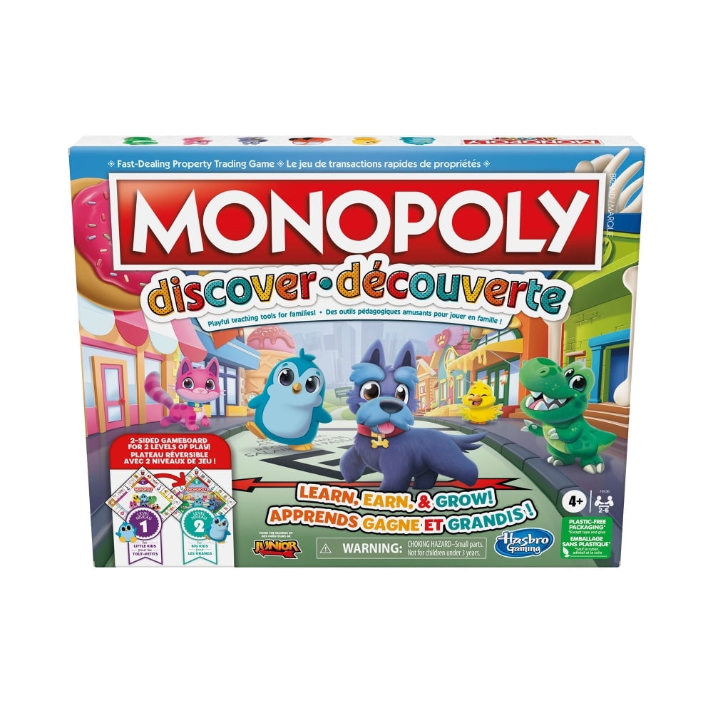 Monopoly Junior Board Game - French Version, For Kids Ages 5+, Simplified Rules, 2-4 Players