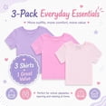 thumbnail image 7 of Btween Active Girls T-Shirts 3 Pack – Short Sleeve Ribbed Crewneck Tees, Soft Stretch Casual Everyday Tops for Girls, 7 of 7
