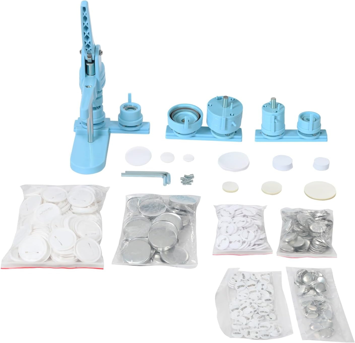 Button Maker, Multiple Sizes Button Maker Machine 25 32 58mm Badge Pin Machine 1/1.25/2.28 Inch 3-in-1 Pin Maker Button Press Pin Press Button Machine Each Size with 100pcs Button Maker Supplies