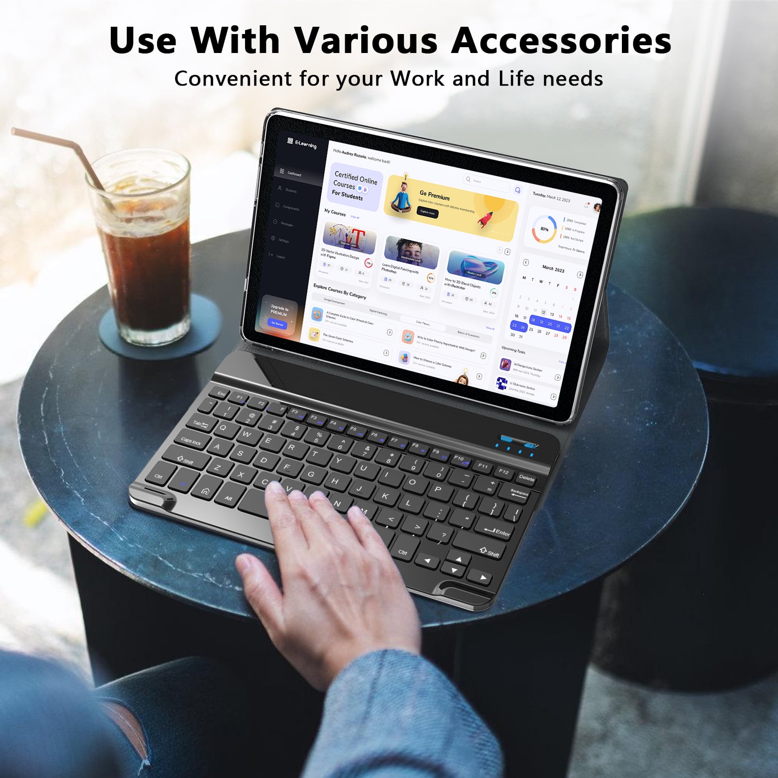 2025 Newest Android Tablet, 10.1 inch Android 14 Tablet with Keyboard,8GB RAM 128GB ROM , 8 Core , 7000mAh , 2.4G/5G WiFi/Bluetooth 5.0, GPS