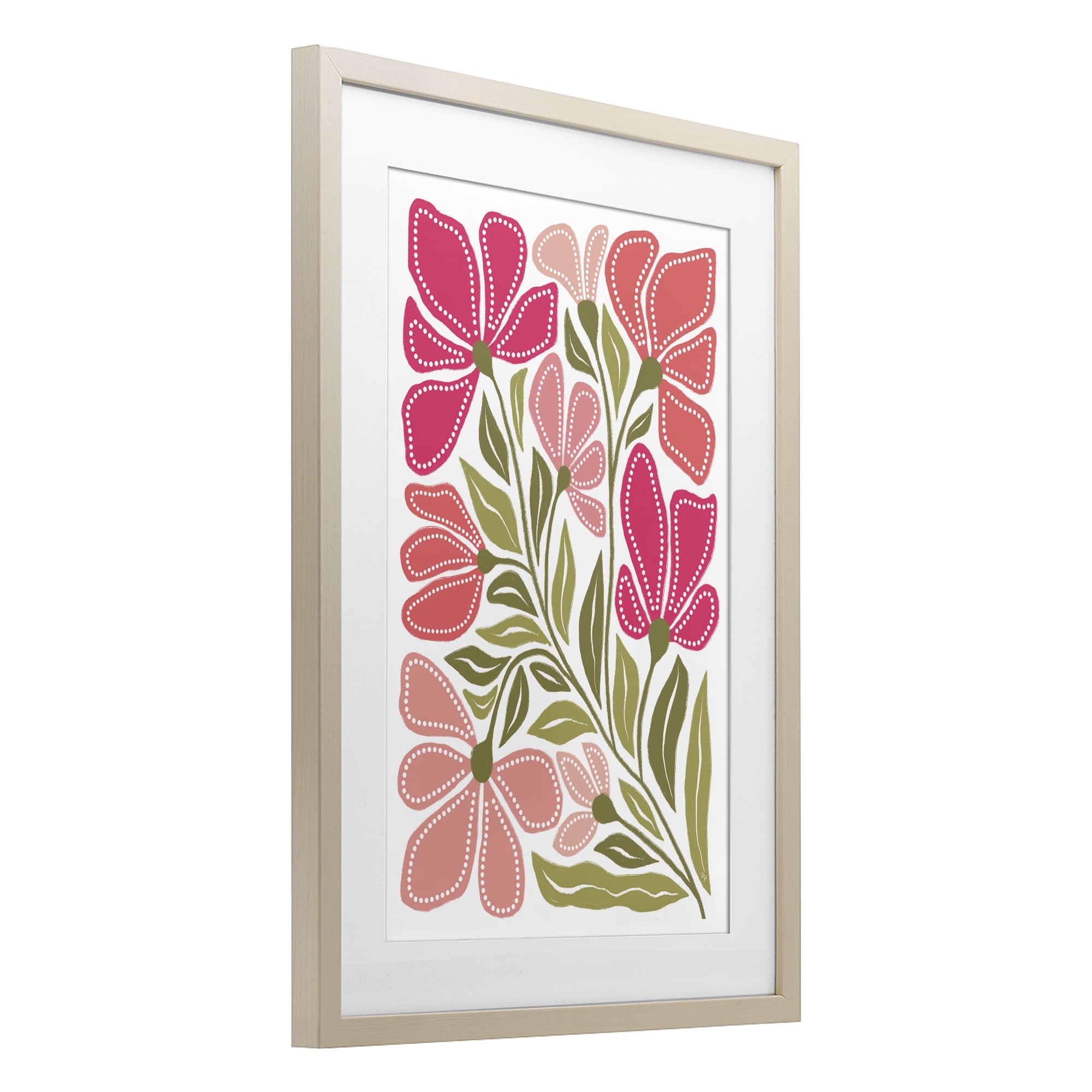 Stupell Industries Bold Midcentury Blooms Birch Framed Print Under Glass, design by Martina Pavlova