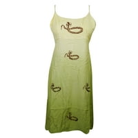 Mogul Womens Rayon Comfy Dress Green Sleeveless Summer Fashion Strappy Casual Bohemian Beach Evening Dresses
