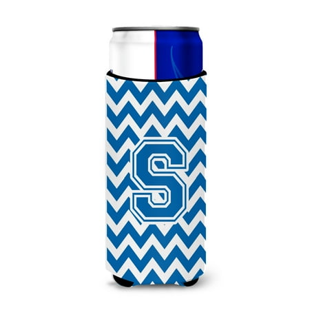 

Carolines Treasures CJ1056-SMUK Letter S Chevron Blue and White Ultra Beverage Insulators for slim cans Slim Can