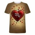 thumbnail image 4 of Men's Short Sleeve Valentine's Day T-Shirt Love Round Neck Casual Valentine Print Top Gold XL, 4 of 5