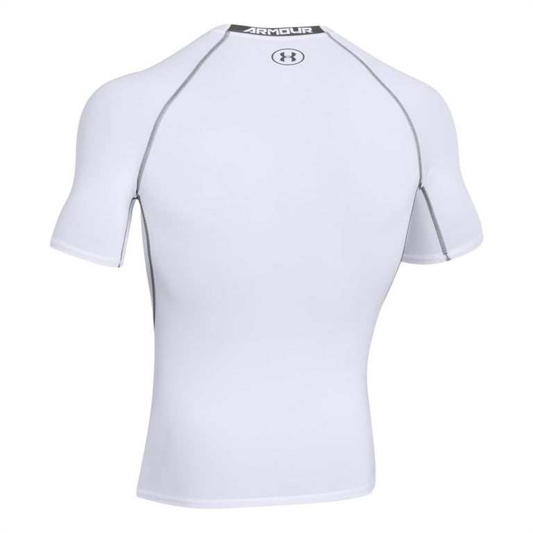 Under Armour 1257468 Men's White Armour HeatGear Short Sleeve Compression  Shirt 