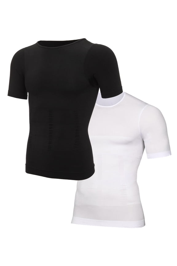 2 Pack Men's Elastic Sculpting Vest Thermal Compression Base Layer Slim Compression Muscle Tank Shapewear