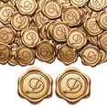 thumbnail image 2 of Pegatinas Yoption con sello de cera con inicial en D, paquete de 50 unidades, bronce dorado, 2 of 7