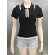 thumbnail image 3 of Suéter de punto pulóver verano 2024 nuevo para mujer, tops de punto de manga corta, elegantes prendas de punto con solapa y retazos, jersey ajustado de canalé, 3 of 5