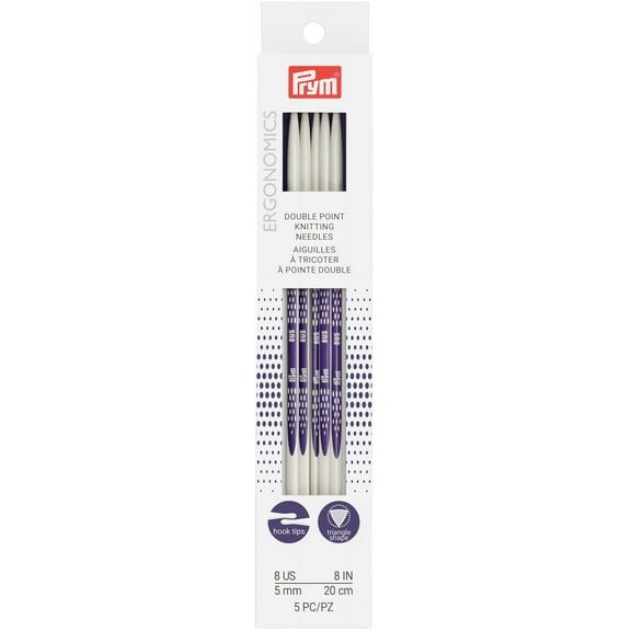 Prym Ergonomics Double Point Knitting Needle Set - Size 8, Set of 5, 8"