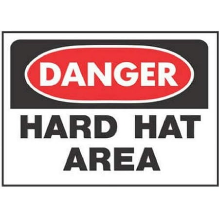 HY-KO Products 507 Danger Hard HAT Area Heavy Duty Plastic OSHA Sign, 10 in x 14 in in, Black/White